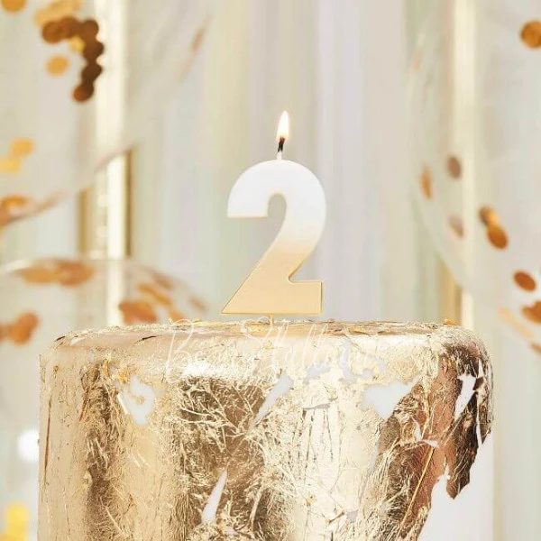 Gold Ombre 2 Number Candle