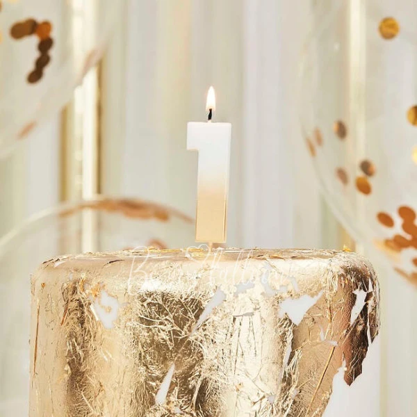 Gold Ombre 1 Number Candle