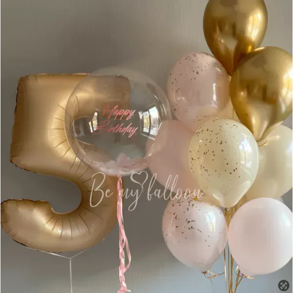 Набор воздушных шариков с цифрой "Крем-брюле "