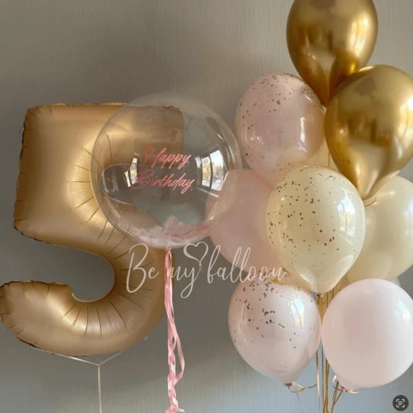 Set of balloons with the number "Creme Brulee"
