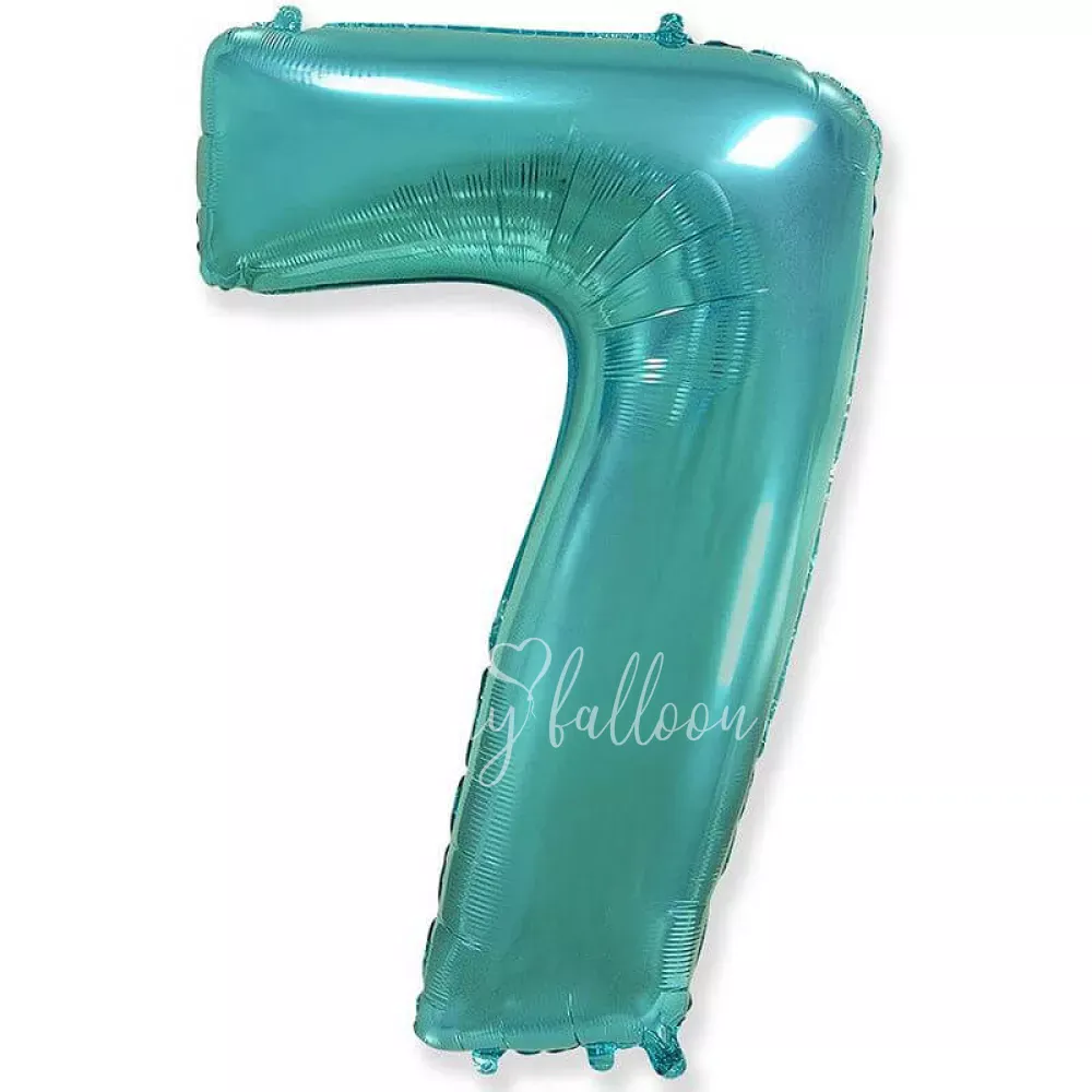 40" بالون هيليوم فويل الرقم 7 اللون تيفاني لامع