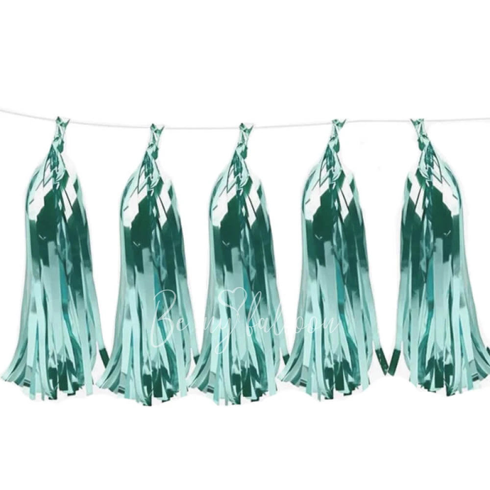Foil Teal Tassel garland 