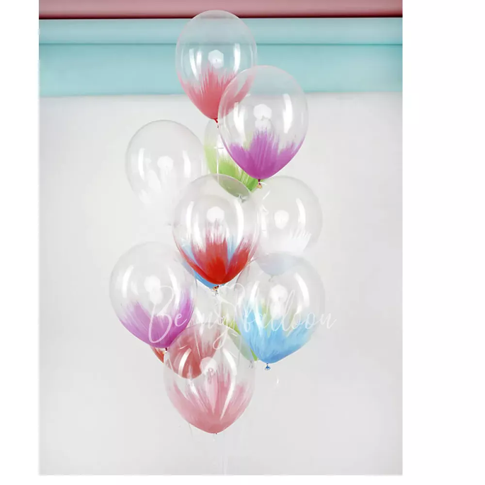 12" Helium Latex Crystal White Brush Printed balloon
