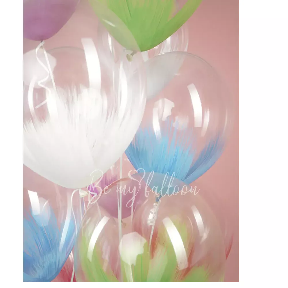12" Helium Latex Crystal White Brush Printed balloon