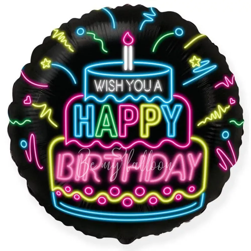 18" Helium foil Neon Birthday balloon