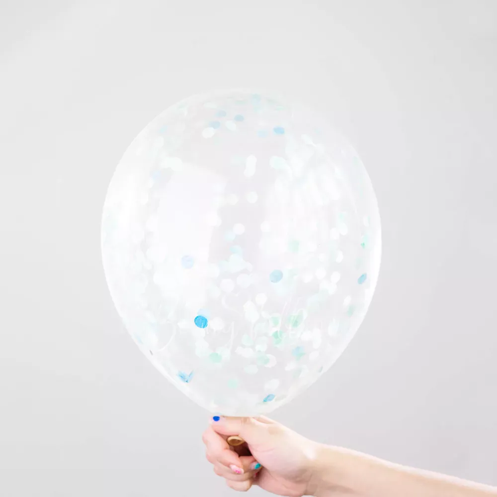 12" Helium latex Light Blue Confetti Balloon 