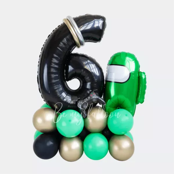 Among us air-filed birthday balloon composition