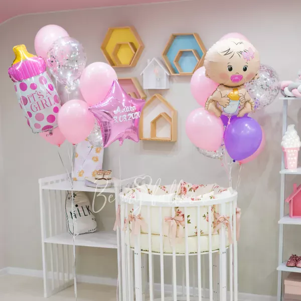 Набор шаров "Спасибо за дочь! + связка с бутылочкой"