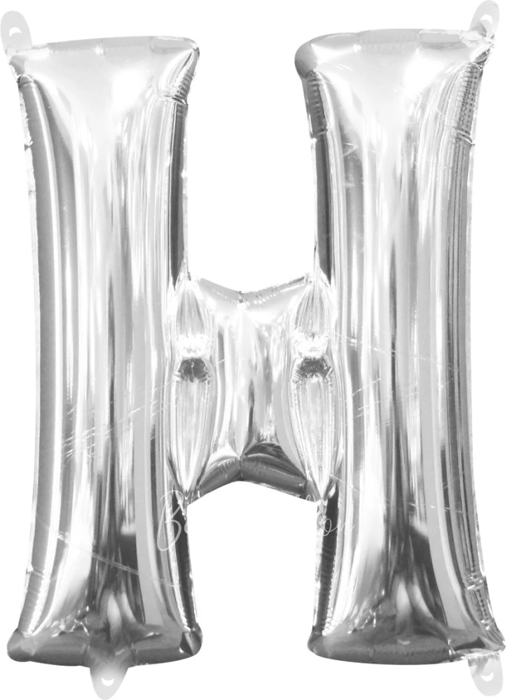40" Helium foil gloss Silver Letter H balloon