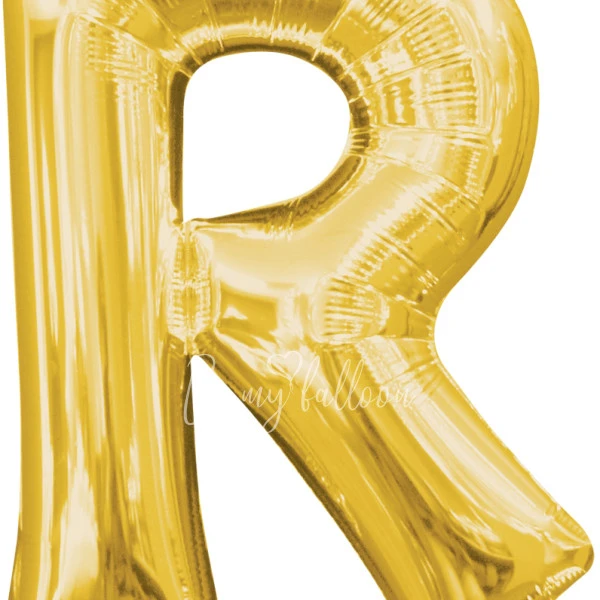 40" Helium foil gloss Gold Letter R balloon