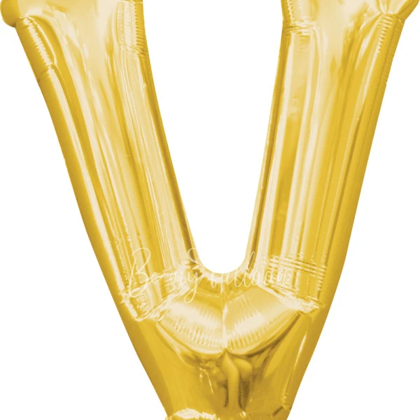 40" Helium foil gloss Gold Letter V balloon