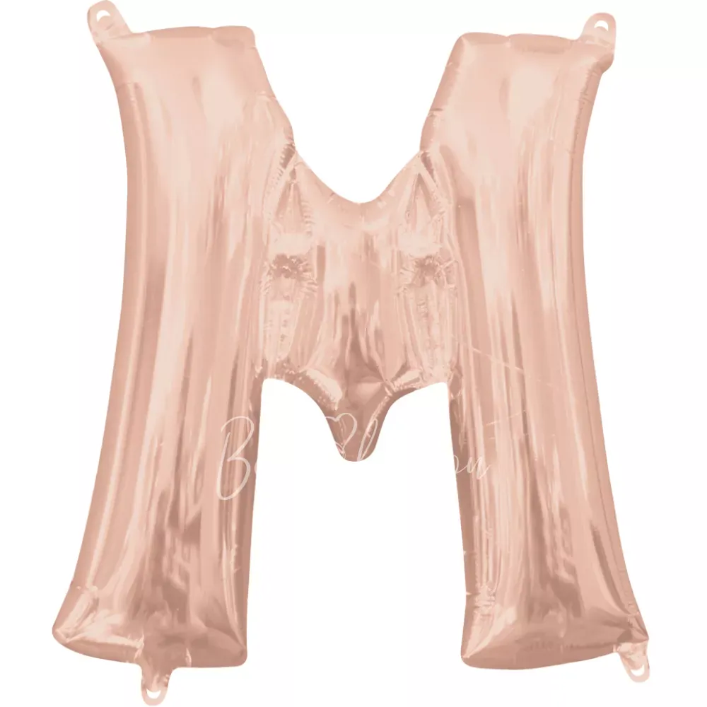 40" Helium foil gloss Rose gold Letter M balloon