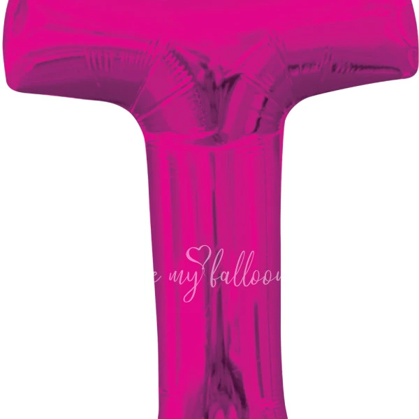 40" Helium foil gloss Fuchsia Letter T balloon