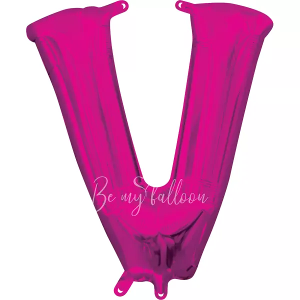 40" Helium foil gloss Fuchsia Letter V balloon