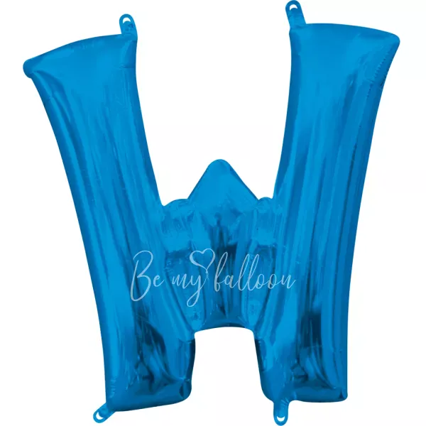 40" Helium foil gloss Blue Letter W balloon