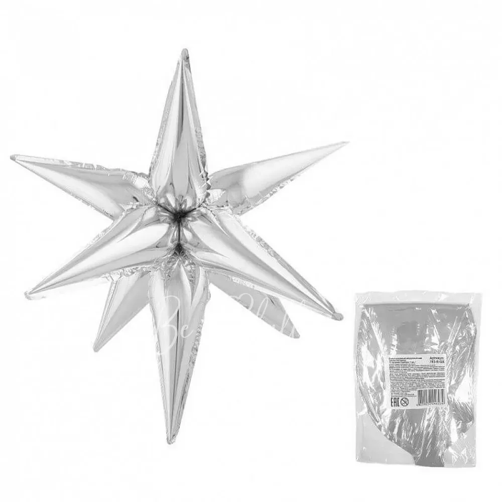 20" Helium foil gloss Silver 12-angled star balloon