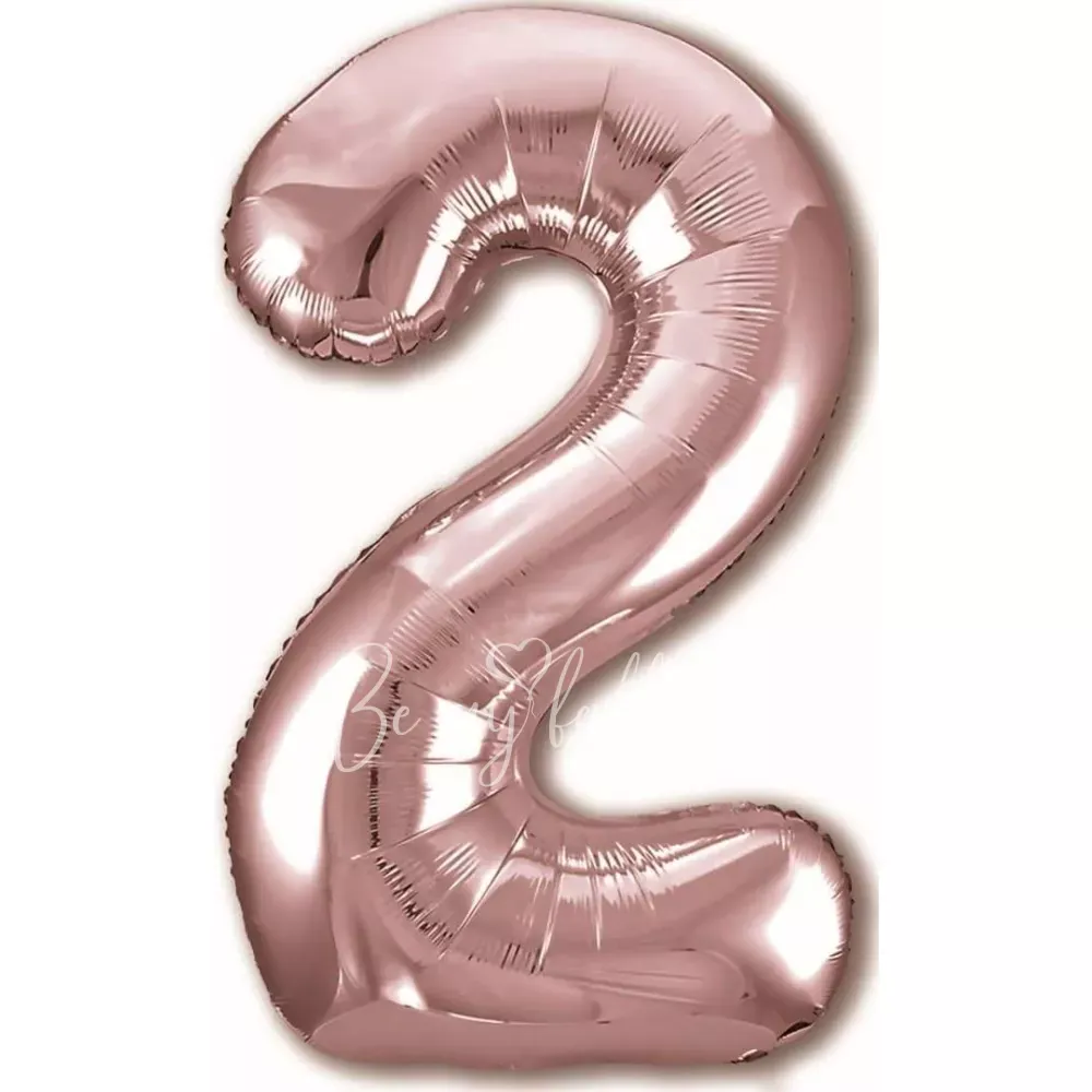 40" Helium foil gloss Rose gold Number 2 balloon