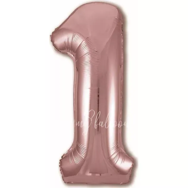 40" Helium foil gloss Rose gold Number 1 balloon