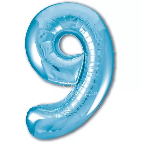 40" Helium foil gloss Light blue Number 9 balloon