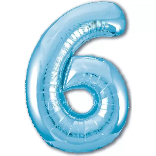 40" Helium foil gloss Light blue Number 6 balloon