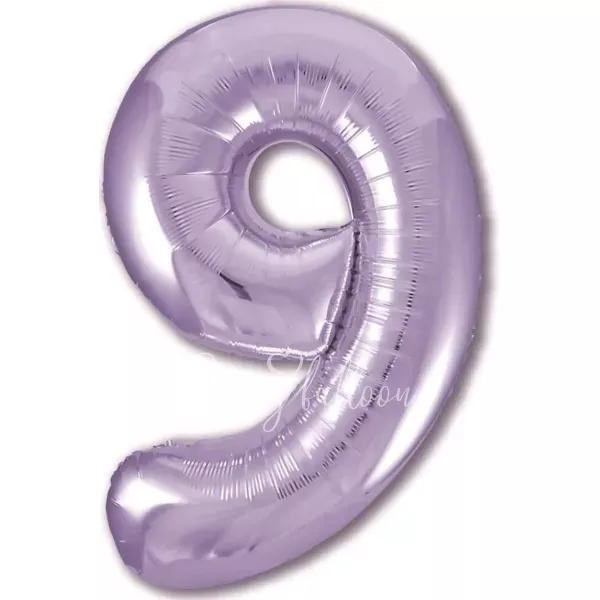 40" Helium foil gloss Lilac Number 9 balloon