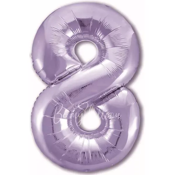 40" Helium foil gloss Lilac Number 8 balloon