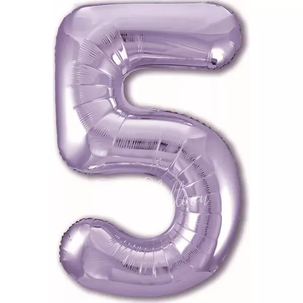 40" Helium foil gloss Lilac Number 5 balloon