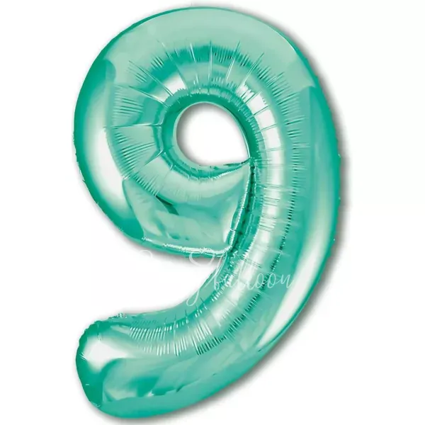 40" Helium foil gloss Biscay green Number 9 balloon