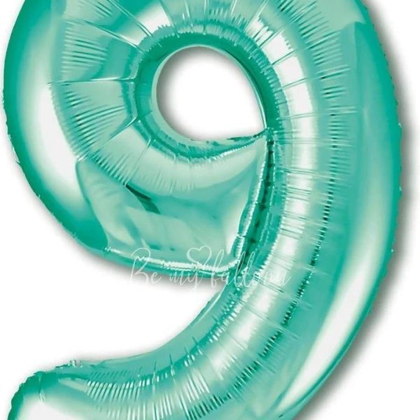 40" Helium foil gloss Biscay green Number 9 balloon