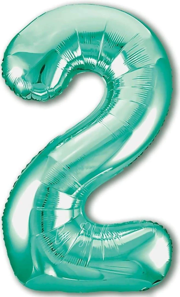 40" Helium foil gloss Biscay green Number 2 balloon