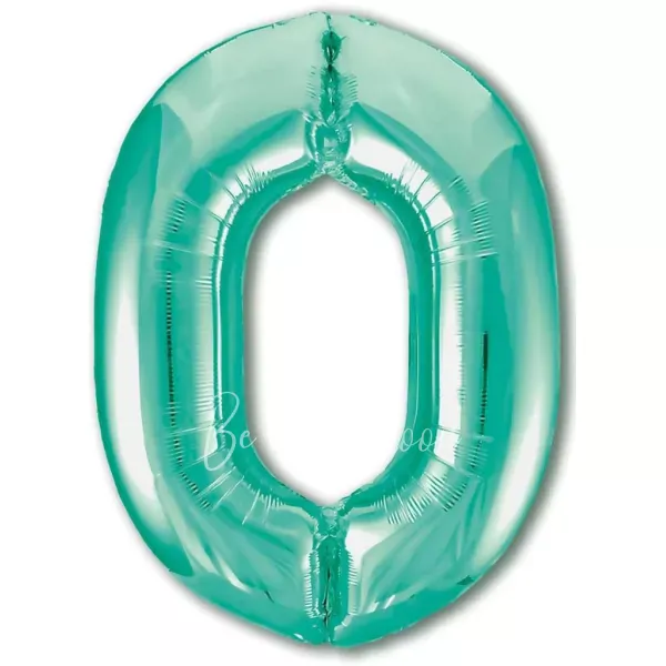 40" Helium foil gloss Biscay green Number 0 balloon