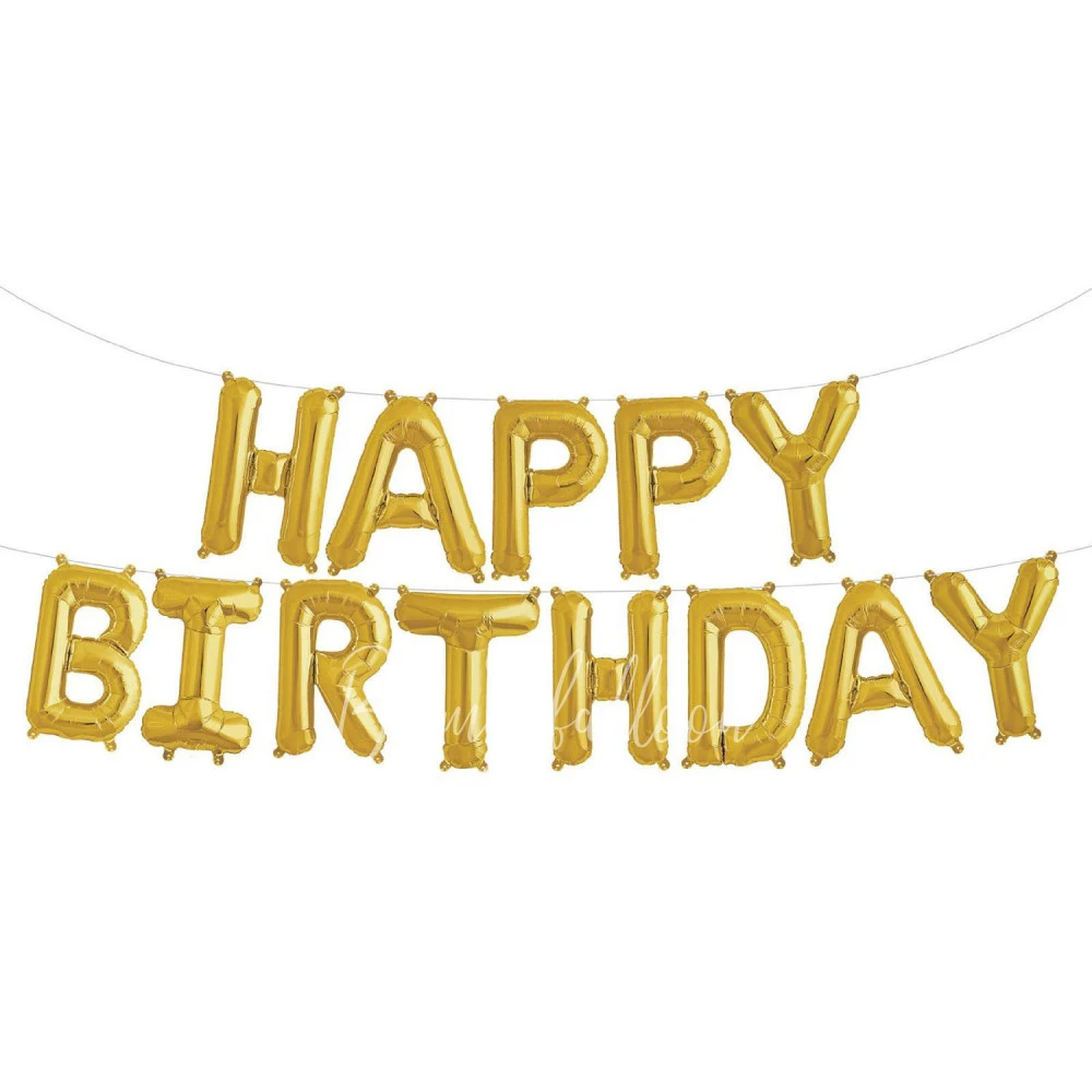 13 balloons - Happy Birthday - Gold