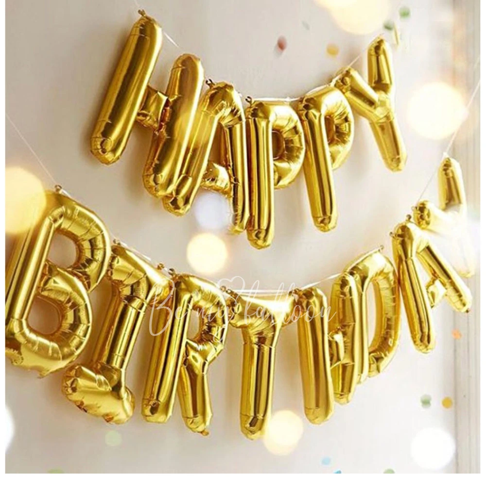13 balloons - Happy Birthday - Gold