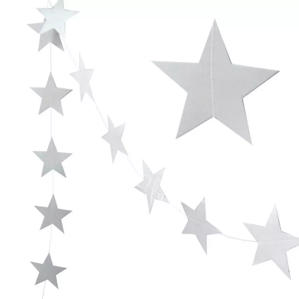 3.2m Silver stars garland 