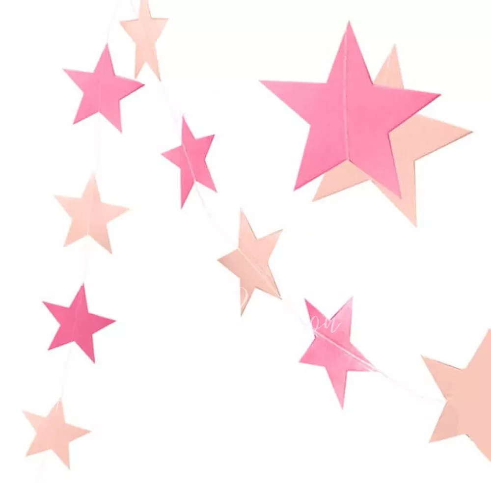 3.2м Гирлянда звезды фуксия и розовый микс