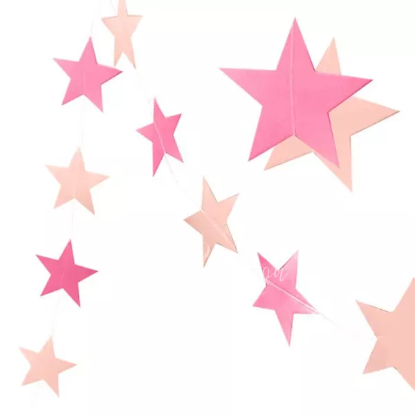3.2м Гирлянда звезды фуксия и розовый микс