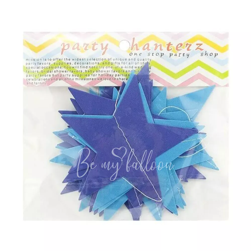3.2m Light blue and blue mix stars garland 