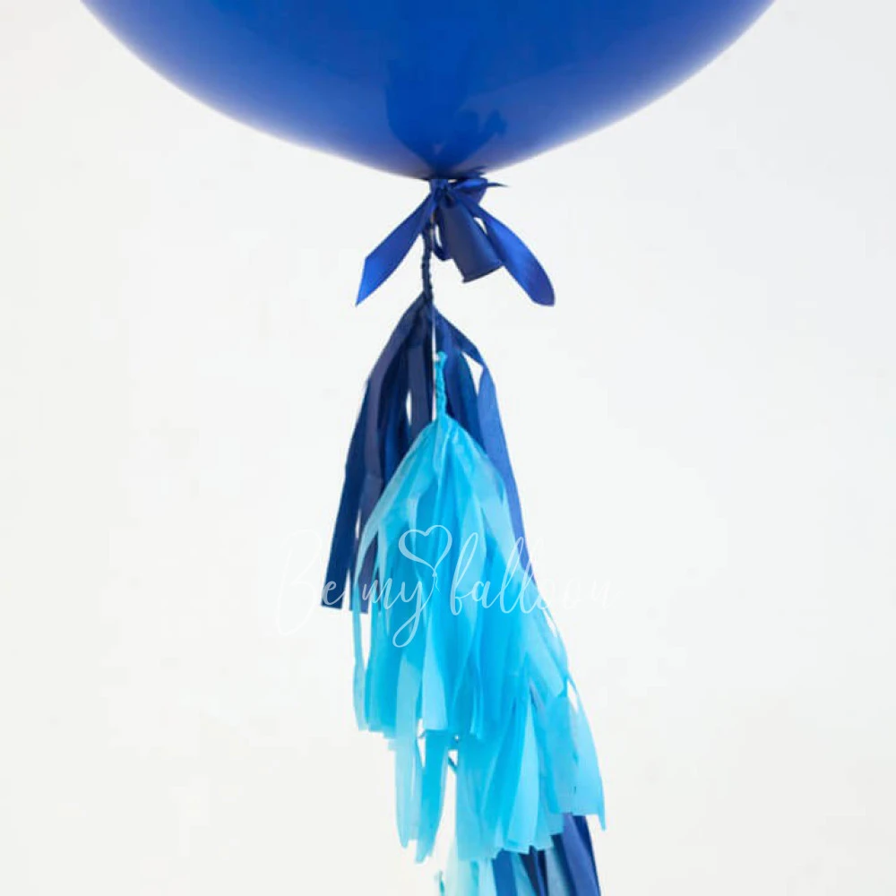 Latex Giant plain fashion balloon with tassels Blue 