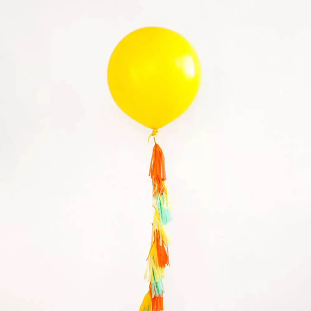 Latex Giant plain fashion balloon with tassels Yellow