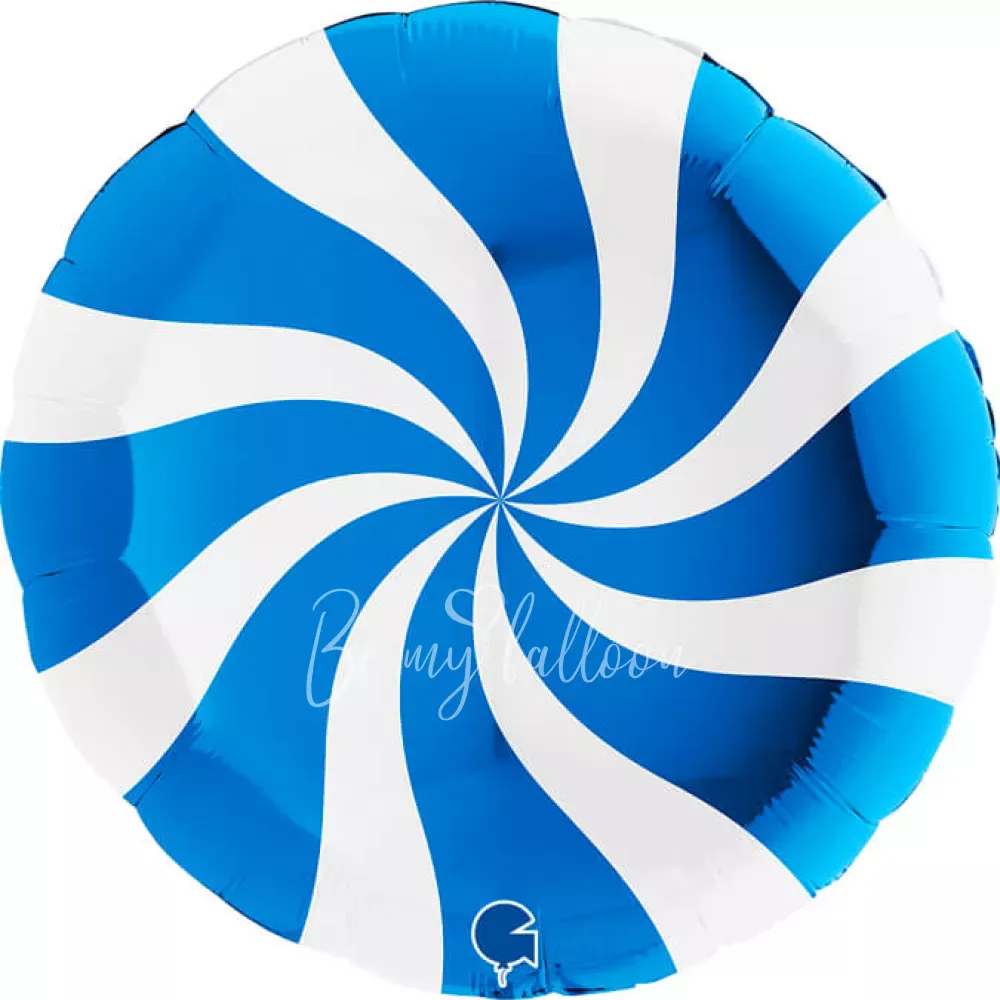 18" Шар из фольги Круг Бело-синий Леденец глянцевый