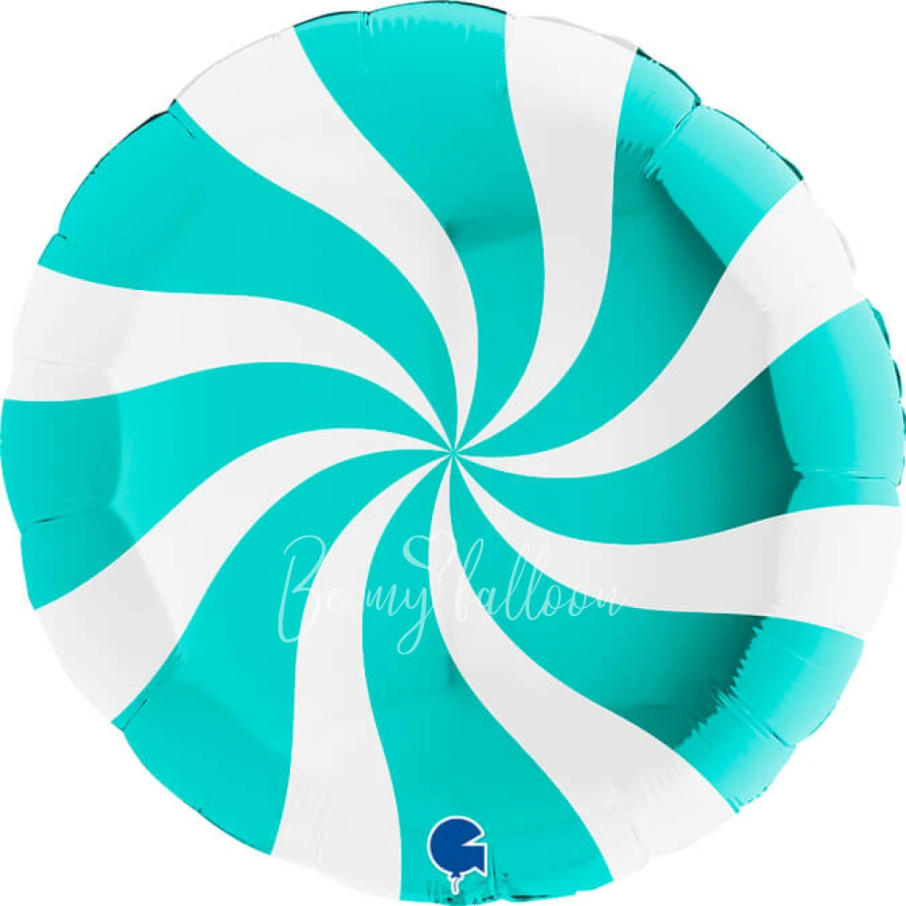 18" Helium foil gloss Tiffany and White Candy round balloon