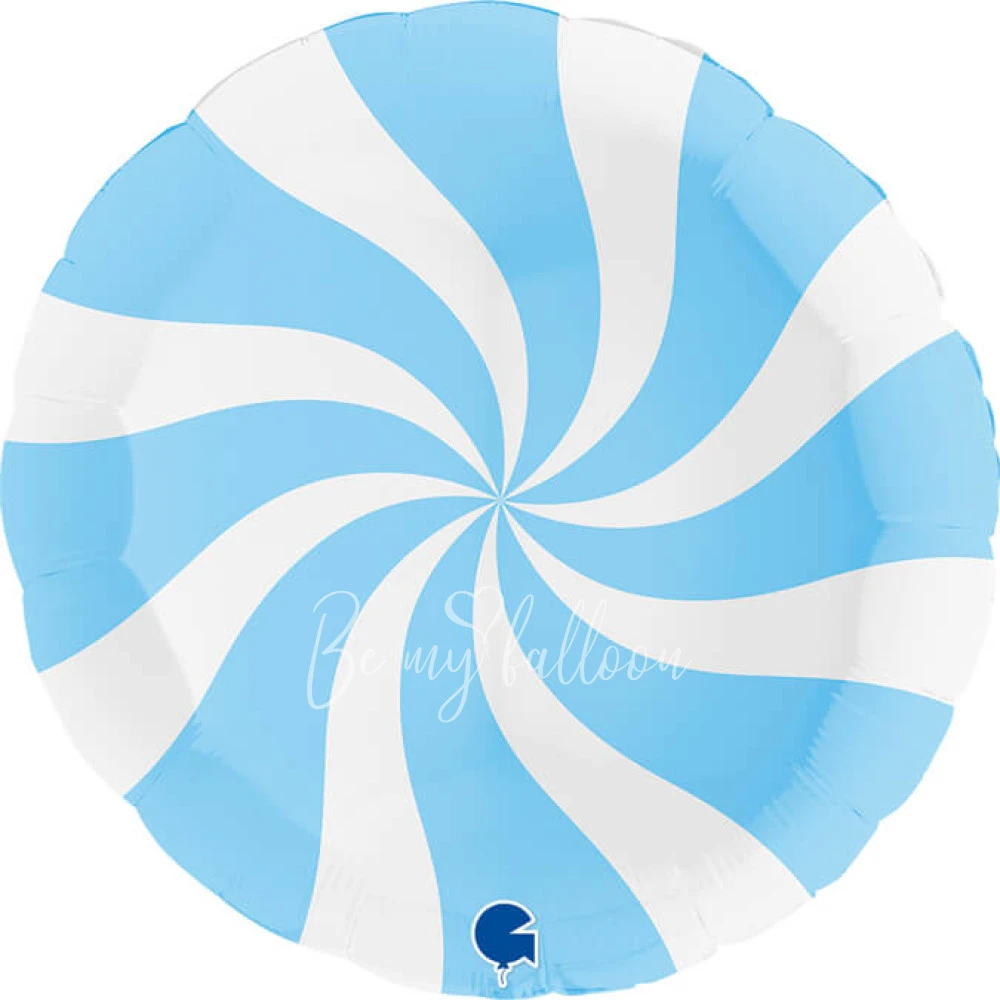 18" Helium foil satin White and Light blue Candy round balloon