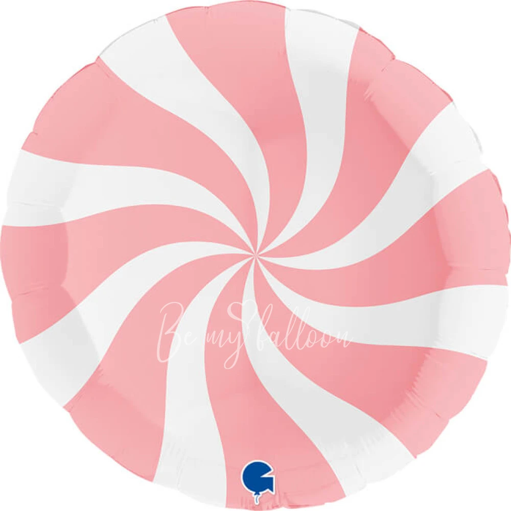18" Helium foil satin White and Pink Candy round balloon