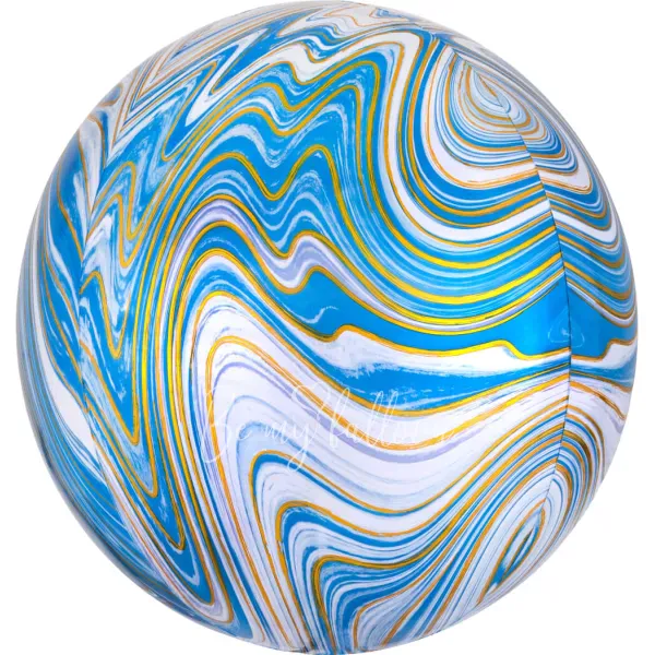16" Helium foil gloss Marble Blue 3D Sphere balloon