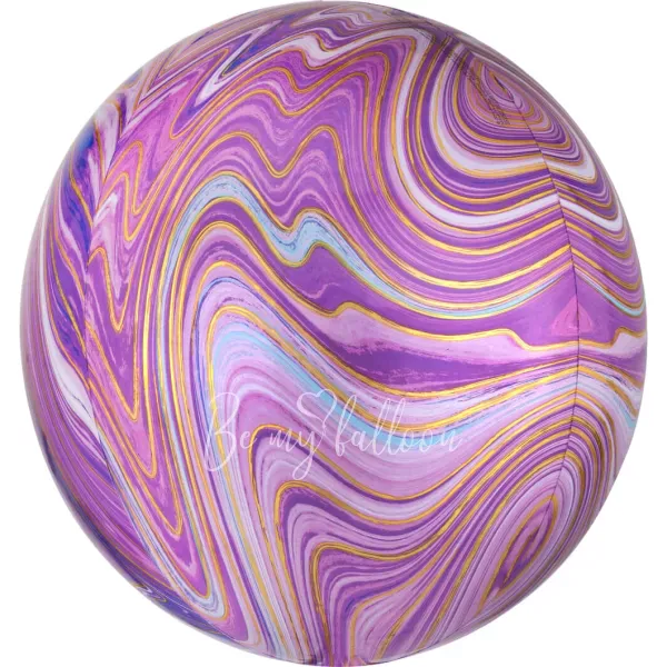 16" Helium foil gloss Marble Purple 3D Sphere balloon