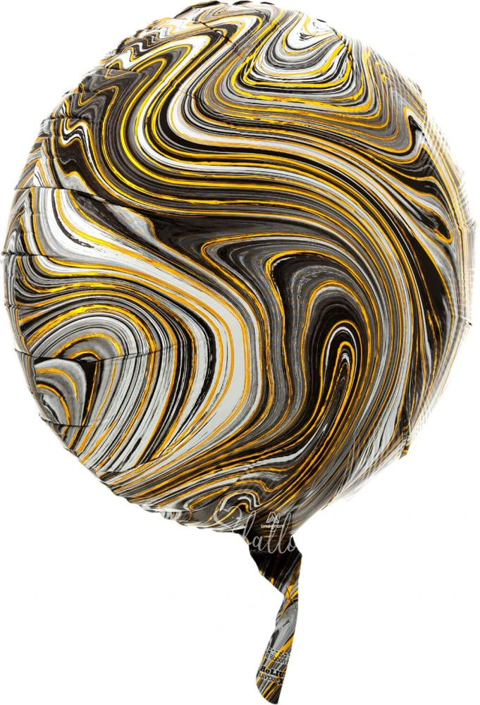 18" Helium foil gloss Marble black Round balloon