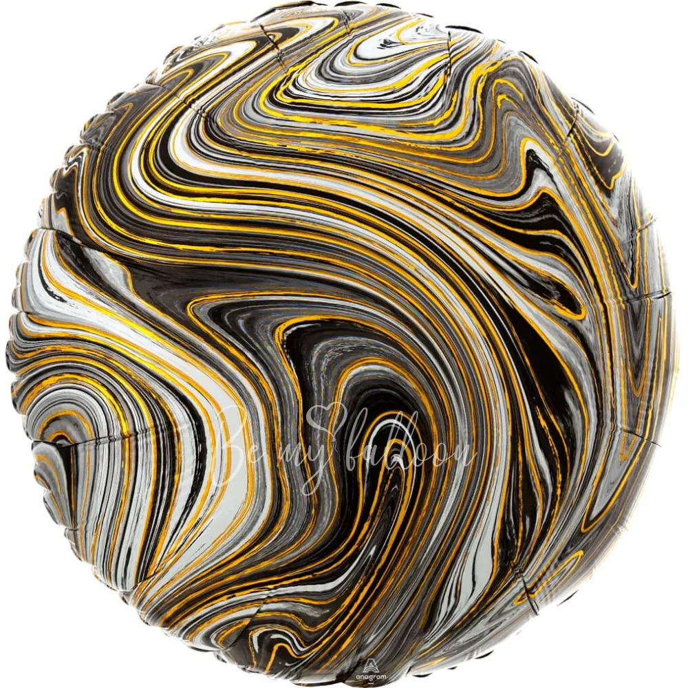 18" Helium foil gloss Marble black Round balloon
