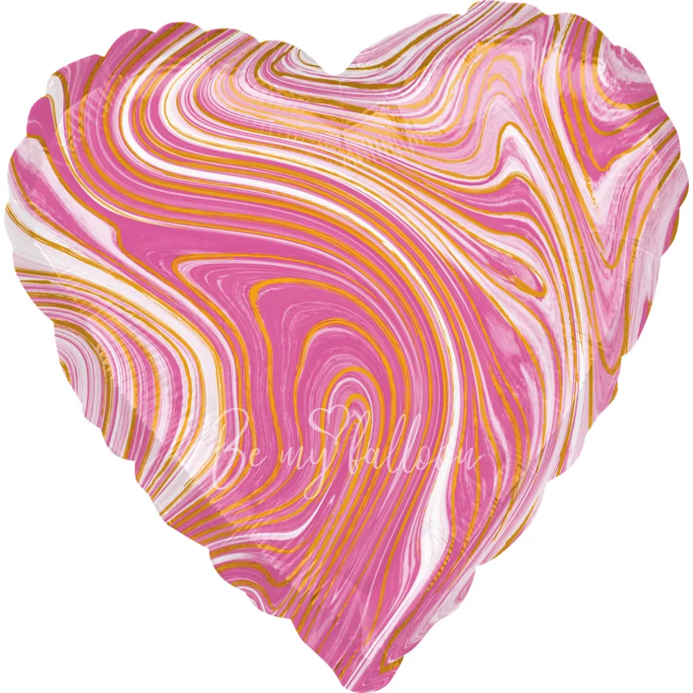 17" Helium foil gloss Marble pink heart balloon 