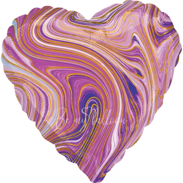17" Helium foil gloss Marble purple heart balloon 