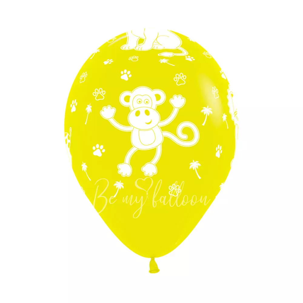 12" Шарик с гелием с рисунком "Животные джунглей"